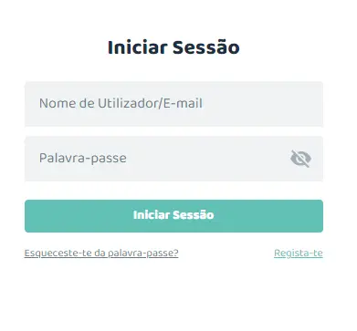 Área de início de sessão – entrar na conta de utilizador